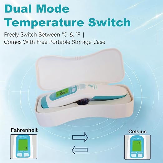 Non-Contact Medical Grade Forehead Thermometer, White | For Adults, Kids, Baby, Touchless Infrared, 1-Sec Reading, Fever Alarm