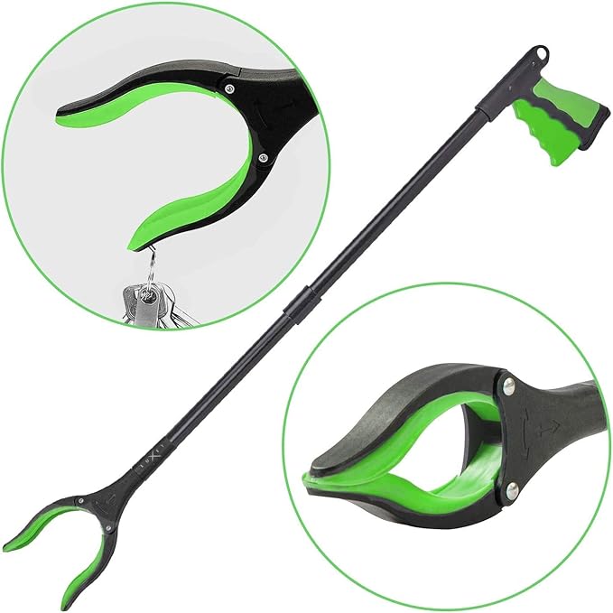 Grabber Reacher Tool - 2 Pack - Latest Version Long 32 Inch Foldable Pick Up Stick - Strong Grip Magnetic Tip Lightweight Trash Picker Claw Reacher Grabber Tool Elderly Reaching - by Luxet (Green)