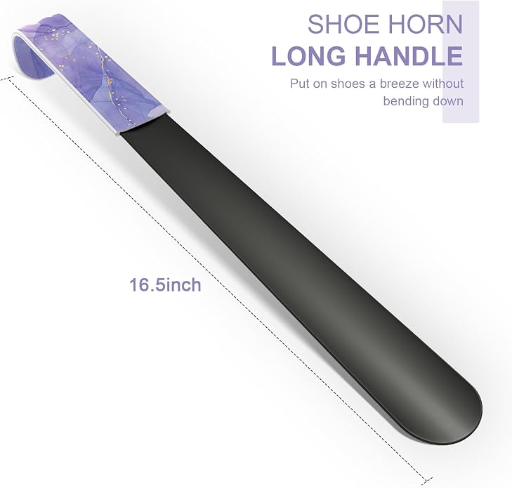 16.5 Inch Long Handle Shoe Horn for Seniors Men Women Kids, Metal Shoe Horns for Boots