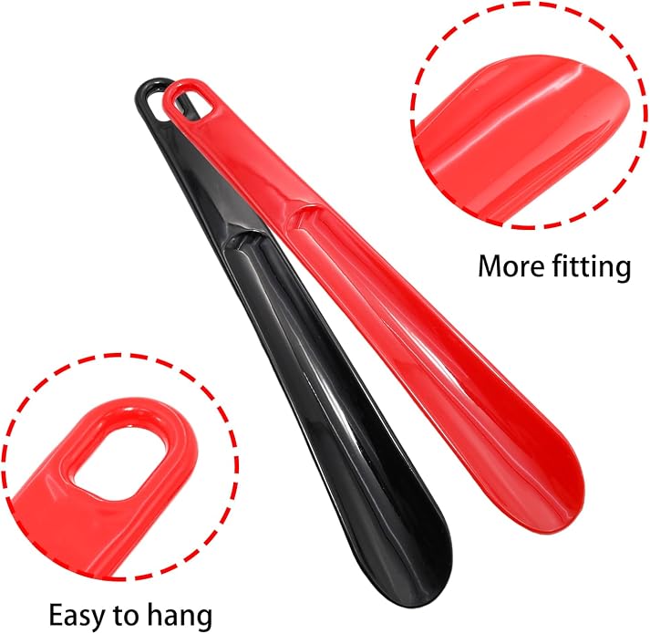 2 Pcs Plastic Shoe Horns 9.8 Inch Portable Long Handle Shoe Spoons