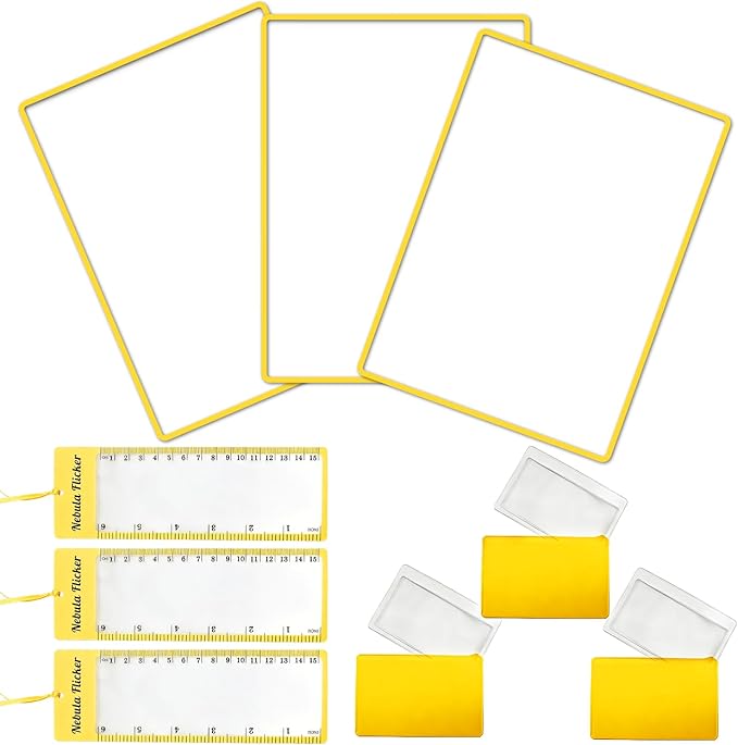 3 PCs Magnifying Sheet Lightweight Page Magnifier for Reading 3X Fresnel Lens with 3 PCs Magnifying Ruler and 3 PCs Magnifying Bookmark for Low Vision & Seniors