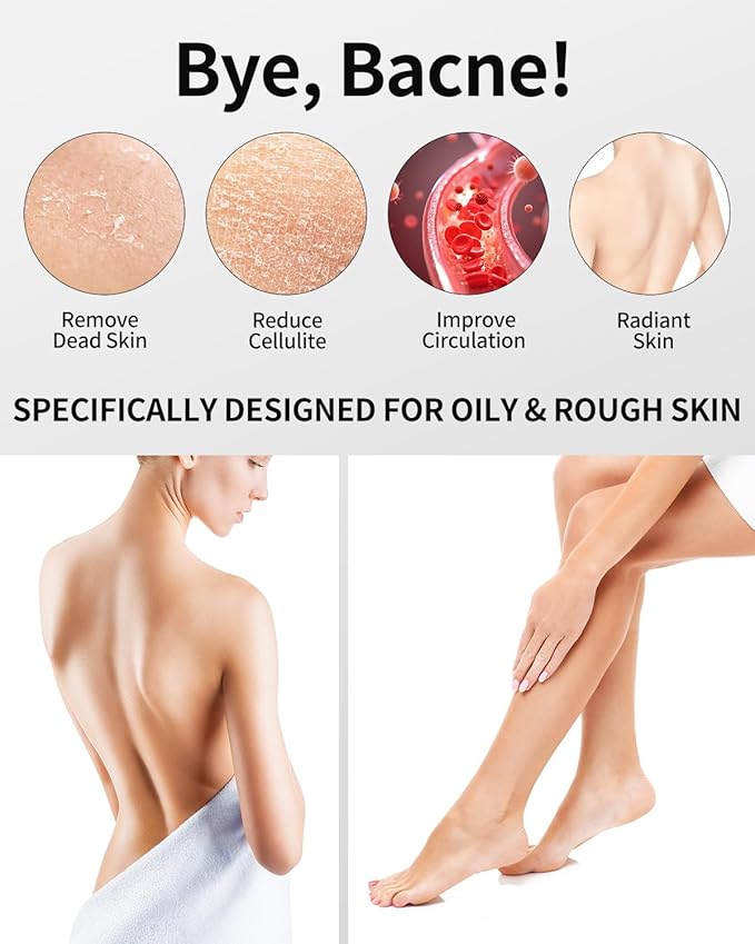 BUBBLEDANCE® Exfoliating Back Scrubber with Extendable Long Handle (17.5"~31.9") | Deep Cleansing Body Scrubber for Oily & Rough Skin | Upgraded Shower Towel & Washcloth to Prevent Back Acne