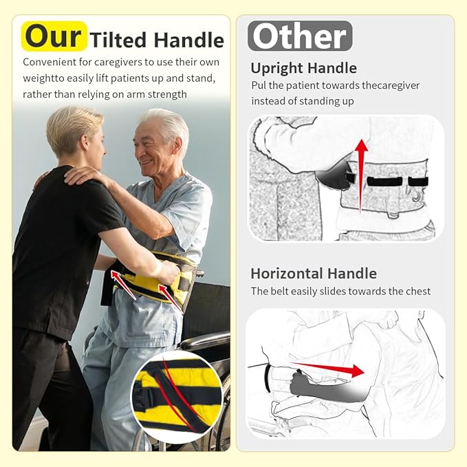 Gait Belts with Padded Handles,Transfer Belts Physical Therapy Belt for Seniors Moving, Lifting Belt Assist Patient/Elderly(Yellow, Medium)