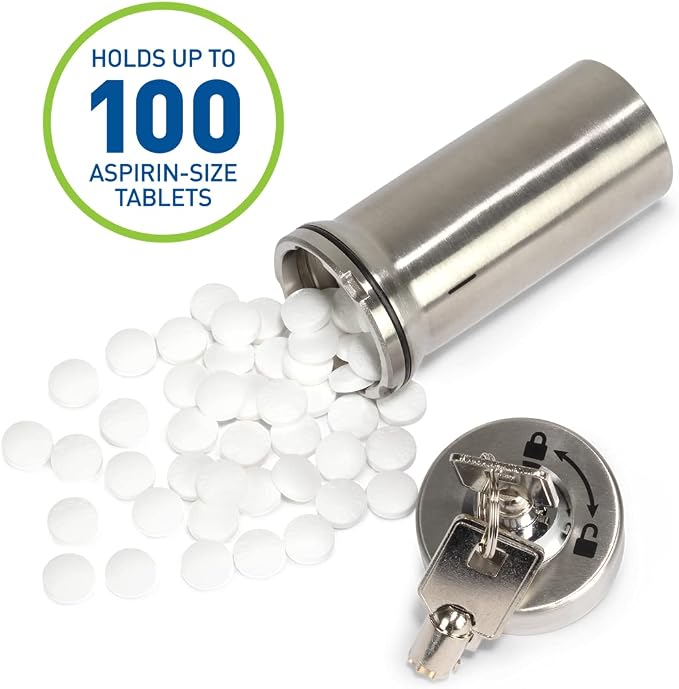 Ezy Dose Lockable Pill Fob & Keychain Bundle, Small & Large Compartments | Locking Design, Versatile Storage for Medicine & Vitamins, Safe for Money & Travel Items, Ideal For Travel Use, BPA-Free