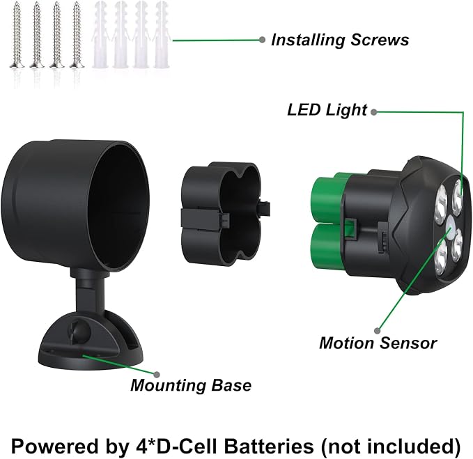 Motion Sensor Outdoor Lights, Battery Operated Outdoor Light, 600LM Motion Detector Lights for Outside, 6000K LED Security Light Battery Powered Spotlight for House Wall, Black(2 Pack)