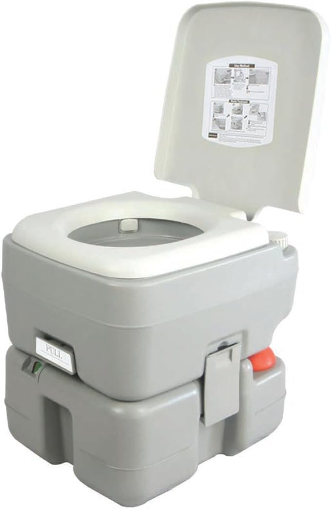 SereneLife Portable Toilet – Compact RV Travel Potty Seat with Cover, 5.3 Gallon Waste Tank, Pump Flush, Leak and Odor Proof – Ideal for Campers, Boating, and Outdoor Activities