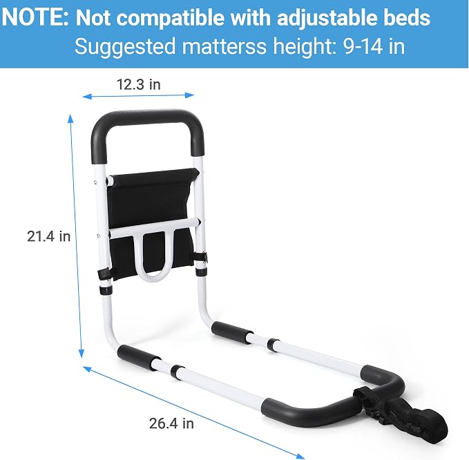 WeHwupe Bed Rails for Elderly Adults Safety, Bed Assist Rail for Seniors -2026 Upgrade - ASTM Compliant, Bedside Fall Prevent Grab Bar with Storage Pocket- Fits King Queen Full Twin Bed