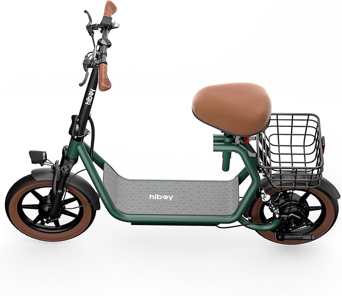 Hiboy Q2 Adult Electric Scooter with Seat & Phone Holder – 500W Motor, 22mi Range, 14" Wheels, Dual Suspension, Neon Lights, Foldable for Commute & Campus