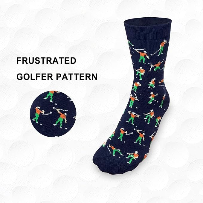 KIOMY Sock with Frustrated Golfer Design, Funny Golf Socks for Men, 1 Pair per Pack - Size 8-13