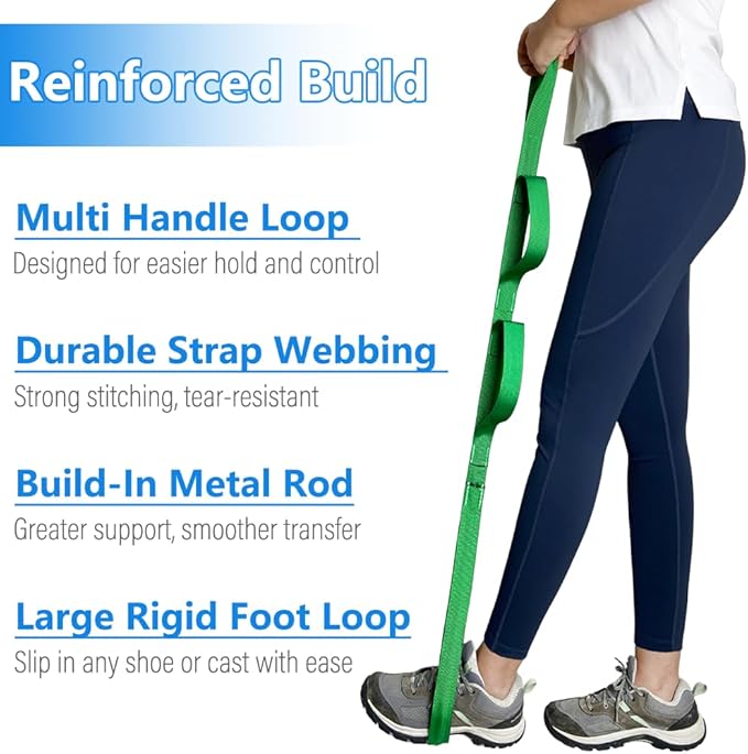 42 Inch Leg Lifter - Leg Lifter Strap Rigid with Multi Loops - Leg Lifter After Hip Replacement, Leg Lifter for After Knee Surgery, Leg Lifters Getting Legs in and Out of Bed, Car, Couch, Wheelchair