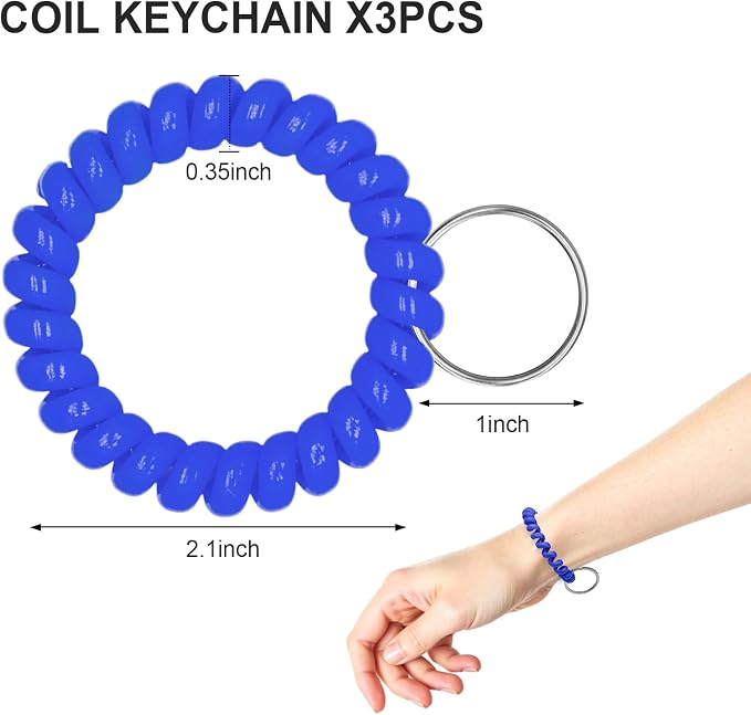 Spiral Coil Keychain, Anti-lost Key Chain Holder Lanyard Cord for Sauna Outdoor Sports and Gym Pool