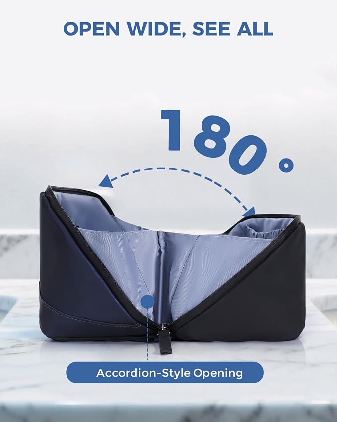 WANDF PU Leather Toiletry Bag for Men, Dopp Kit with Hanging Pouch