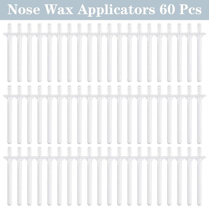 60 Pieces Plastic Wax Applicator Wands with Disposable Spatulas for Nose Hair Removal and Nostril Cleaning
