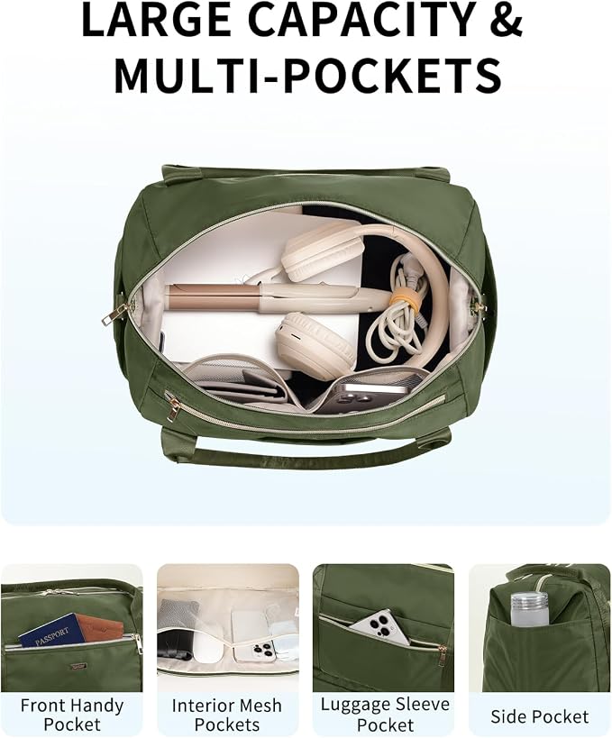 WANDF For Spirit Airlines Personal Item Bag 18x14x8 Underseat with Wet Pocket & Shoe Compartment & Tsa Approved Toiletry Bag