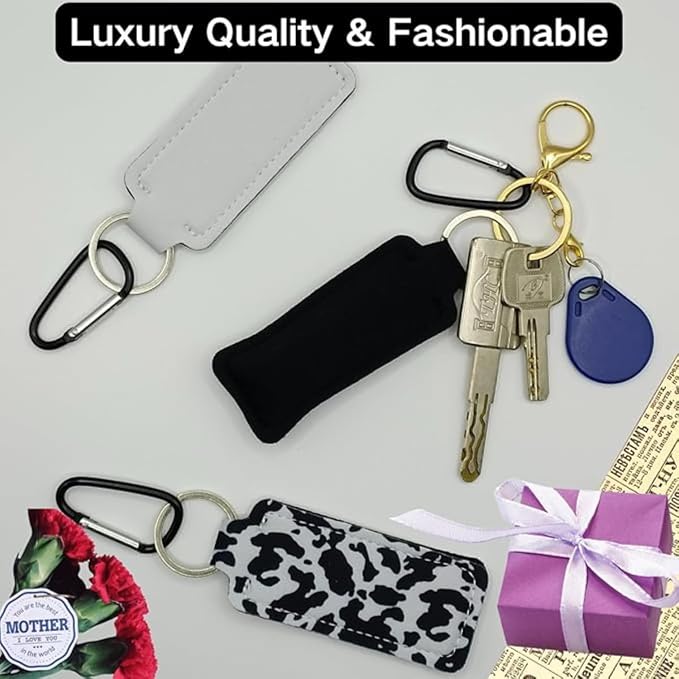 Chapstick Holder Key Chain Lipstick Holder Lip Balm Holder Keychain | Stocking Stuffers Gift, Compatible with Chapstick, Lip Balm and Lipstick, Bag Charm Accessories, Gifts for Women Friend