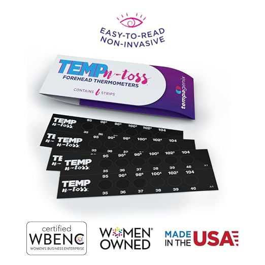 Temp-N-Toss Disposable Forehead Temperature Strips, Baby, Fast Reading, 12 | Single Use, Hygienic Design, Color Change Indicator, No Batteries Required, Lightweight, Travel Friendly, First Aid Kit