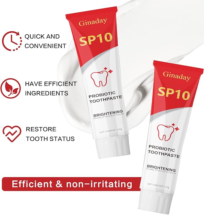 2 Pcs SP10 Probiotic Whitening Toothpaste, Deep Cleaning Care Remove Yellow Tooth Stains, with Probiotic Oral Health Management, Fresh Breath.