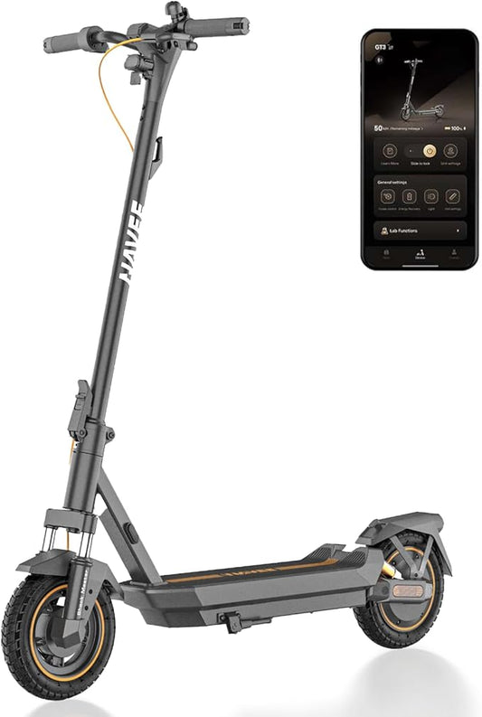 NAVEE GT3/ST3 Series Electric Scooter, 20/25 MPH Top Speed, 47/38/30 Miles Max Range, 1000W/1350W Motor with Dual Suspension, 10" Tires All Terrain, Heavy Duty, Foldable for Adults Teens (UL2272)