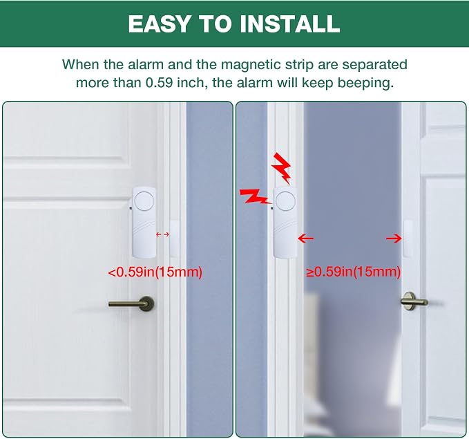 Door Window Alarm, 90DB Door Alarms for Kids Safety, Door Window Burglar Alarm, Window Pool Alarms for Home, Apartments, Offices, Hotel Rooms (18 Pack)