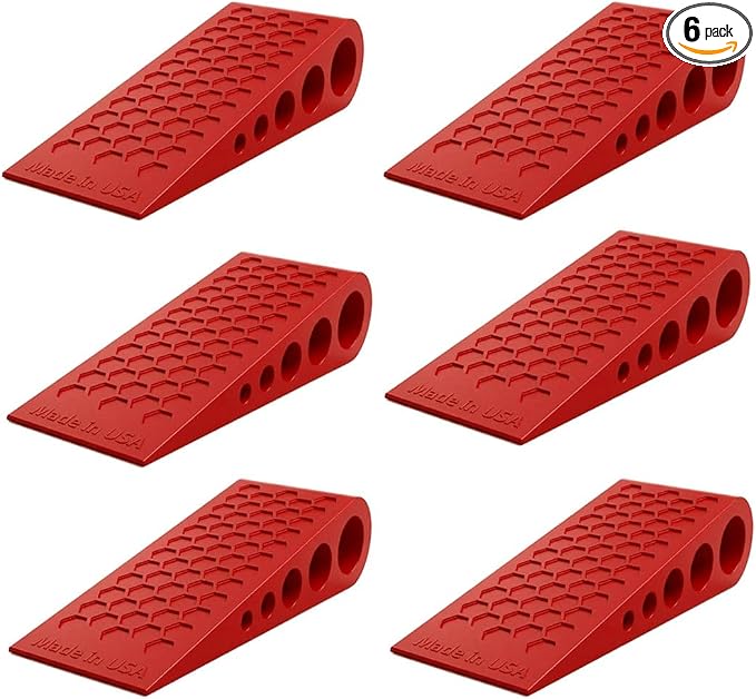 Door Stoppers Red-6 Pack for Bottom of Door Premium Floor Rubber Door Stop Wedge Made in USA Heavy Duty Honeycomb Design for Carpet, Tile, Ideal for Home, School, Commercial