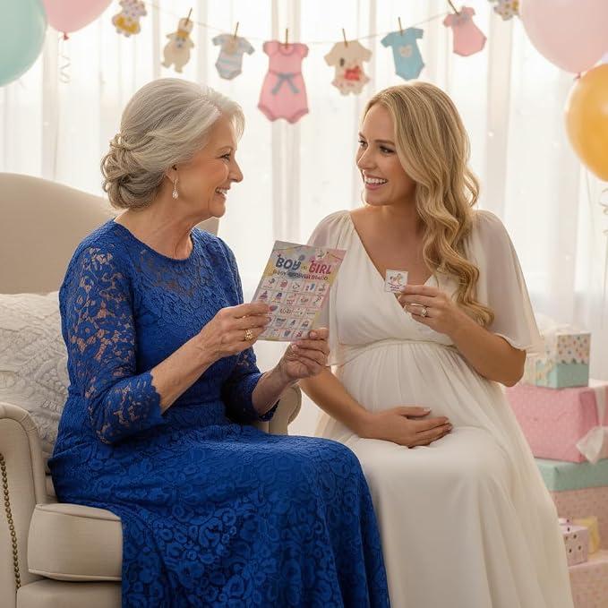 Gender Reveal Bingo Game Cards - 24 Players Neutral Baby Shower Activities for Family and Friends, Pregnancy Announcement Bingo Cards for Adults, Holiday Party Supplies Favors