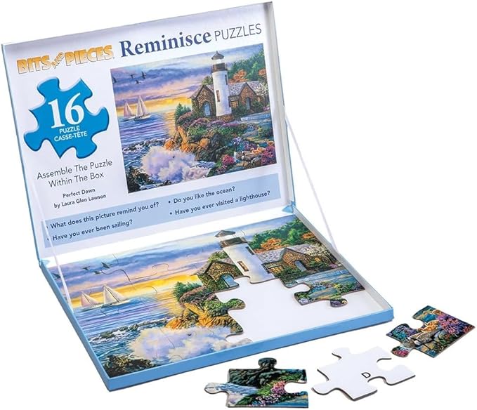 Bits and Pieces Large Piece Puzzles for Seniors, 10 in. x 13 in. Perfect Dawn Puzzle - 16 pc Extra Large Pieces Puzzles for Dementia Seniors, Alzheimer Puzzle Memory Aids for Seniors with Dementia