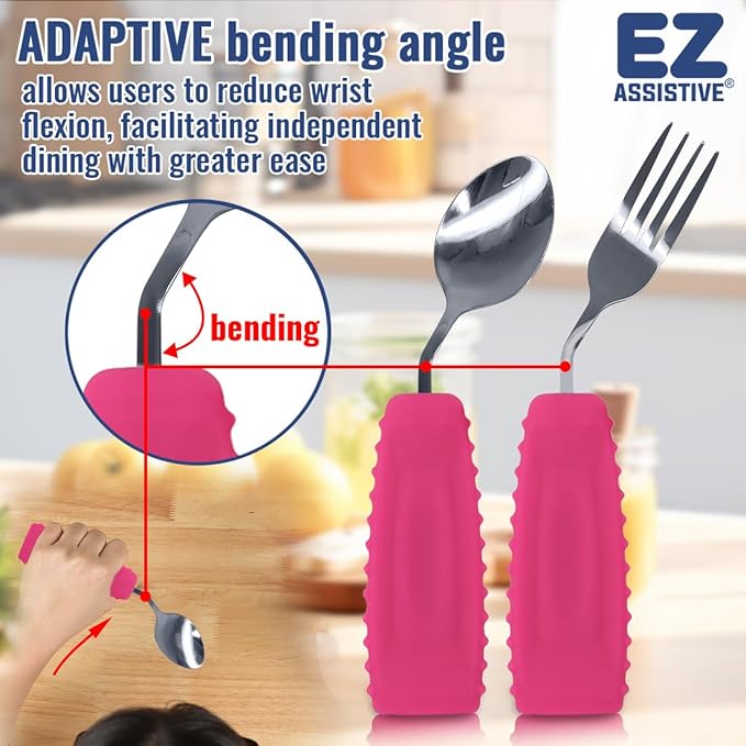 Adaptive Weighted Utensils Set – Spoon and Fork for Hand Tremors, Parkinson’s, Elderly, and Arthritis – Adaptive Eating Utensils for Weak Grip and Limited Mobility