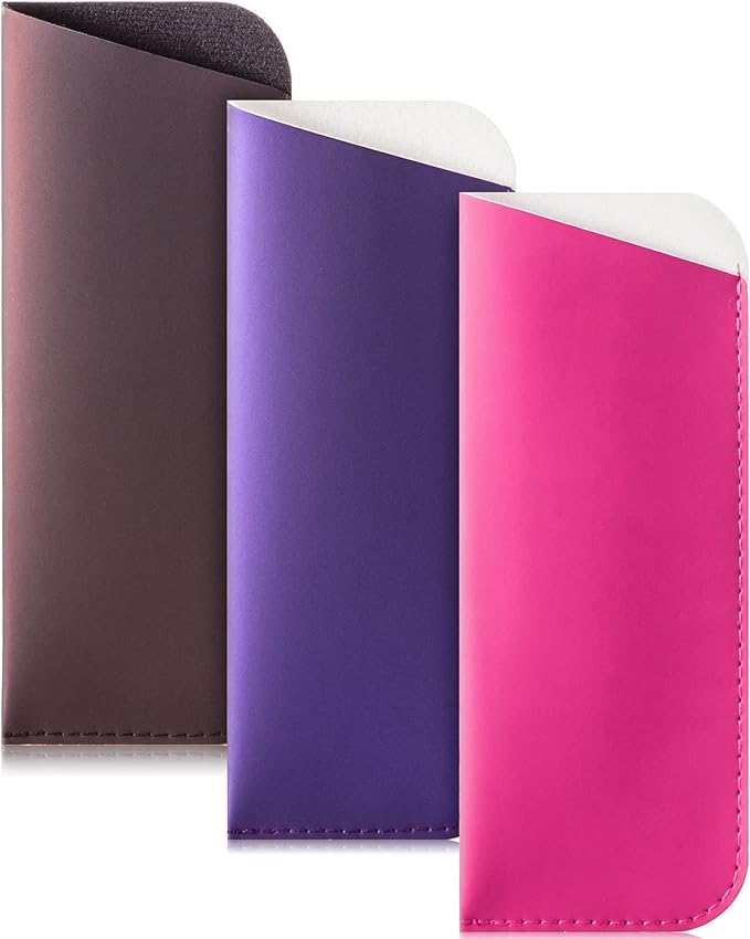 TRIUMPH VISION Reading Glasses Pouch Eyeglass Sleeve Soft Case Slim 3 Pack | Alternative to Bulky Case Lightweight，Neoprene Lined Padded Protect Optical lens Slip in, Cute Pattern Portable for Daily Use