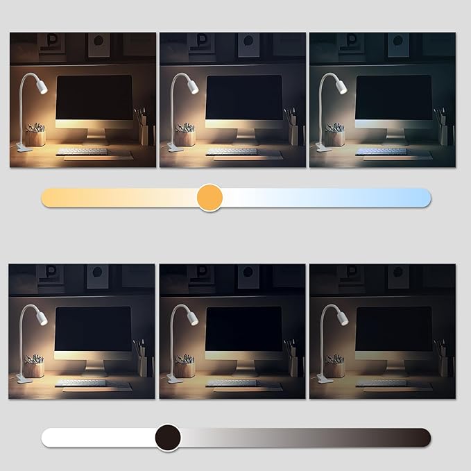 LED Reading Lights for Bed Headboard, Clip on Spotlight Lamp for Desk, Dorm Bed, Dimmable USB Clamp Book Light with Flexible Gooseneck, Change Color Temperature 3000/4000/6000K