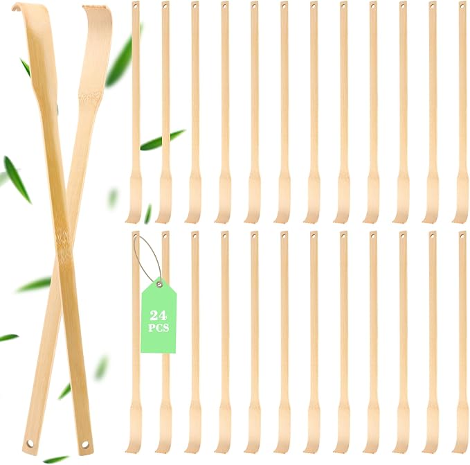 24 Pack Bamboo Back Scratcher for Men Women Adults, Bulk Christmas Stocking Stuffers Gifts for Adults Men Women, Easter Basket Stuffers for Nursing Home, 16.5" Long Handle Back Scratchers