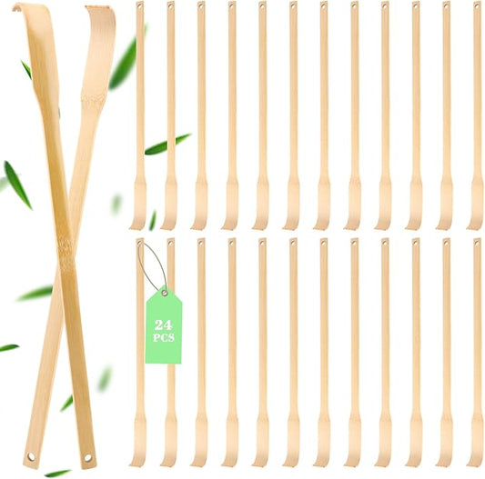 24 Pack Bamboo Back Scratcher for Men Women Adults, Bulk Christmas Stocking Stuffers Gifts for Adults Men Women, Easter Basket Stuffers for Nursing Home, 16.5" Long Handle Back Scratchers