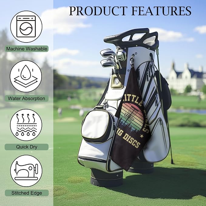 DYJYBMY Just Big Discs Retro Printed Golf Towel with Clip, Funny Golf Towels for Disc Cleanup, Retirement Gifts for Golfer Dad Grandpa, Retro Birthday Thank You Gifts for Golfing Lover Family Friend