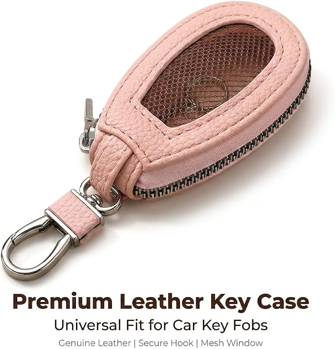 1PC Car Key Fob Case, Leather Car Key Holder for Purse, Automotive Smart Key fob Holder with Hook, for Remote Key Fob