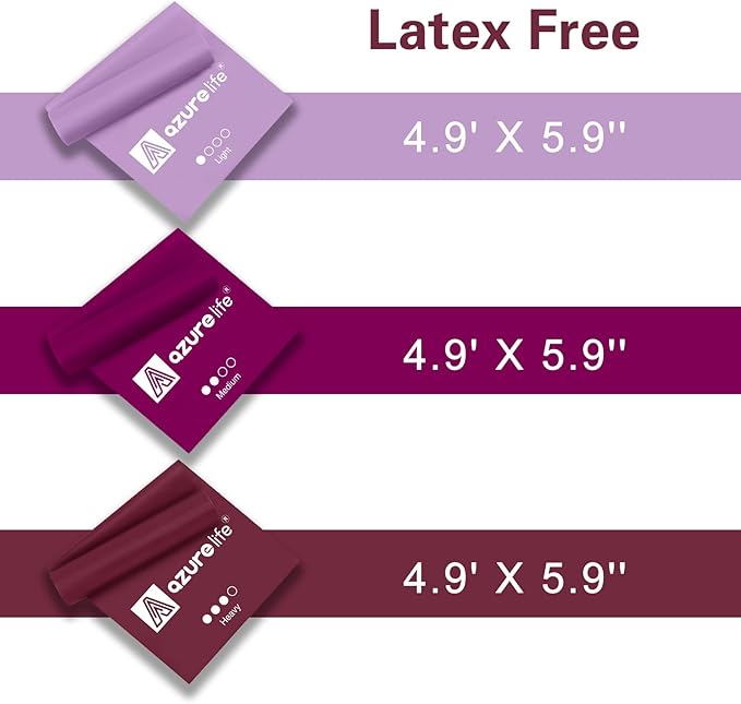 A AZURELIFE Resistance Bands,Professional Long Non-Latex Elastic Stretch Bands,Exercise Bands for Physical Therapy, Yoga, Pilates, Rehab, at-Home or The Gym Workouts, Strength Training