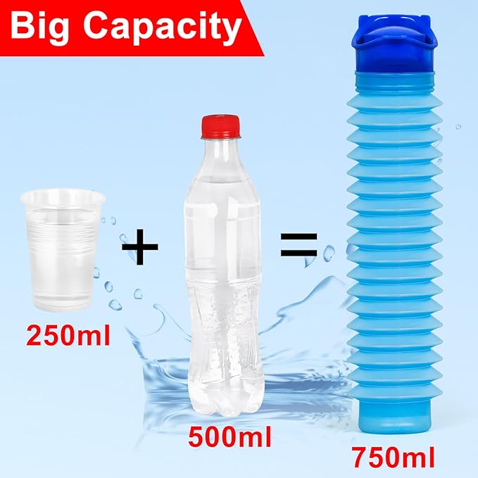 Pee Bottles For Men,Collapsible Urine Bottle With Disposable Replacement Bags,Car Pee Bottle For Men And Women,750ml,Leakproof,2-Piece Set Emergency Urinal For Road Trips,Traffic Jams And Camping