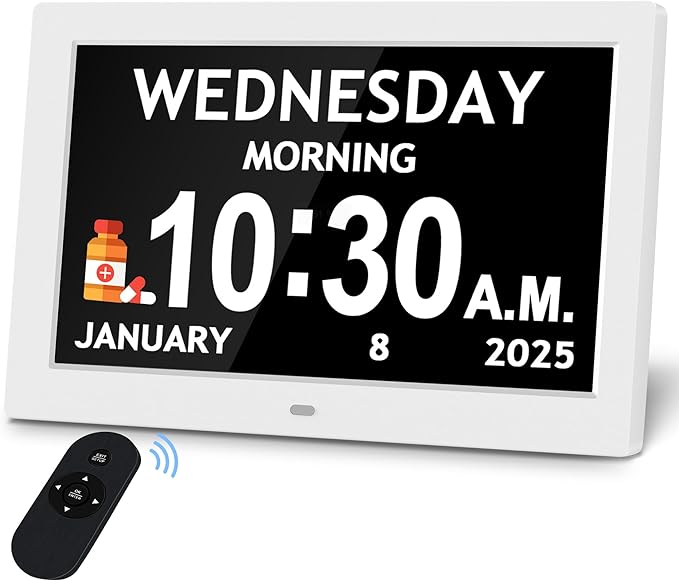 10.1'' Digital Clock, Extra Large Display Digital Clock with Date and Time | 1280*800P HD, Auto DST, Easy Setup 10 Reminders & 6 Alarms, Remote, Wall Desk Mountable, Gifts for Alzheimer Dementia Elderly