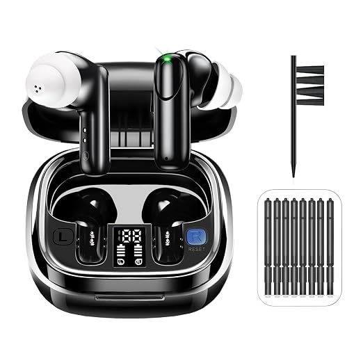 Digital Hearing Aids with Cleaner Kit,Noise Cancelling Hearing Amplifiers for Seniors with Bluetooth Cleaner Cleaning Kit,Rechargeable OTC Hearing Aids with Crystal Clear Sound, and LED Power Display (Black)