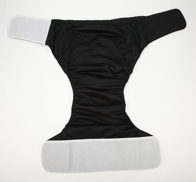 Large Teen Adult Cloth Diaper Nappy Reusable Washable for Disability Incontinence with Hook and Loop for Men (Black (Large 26in to 50in))