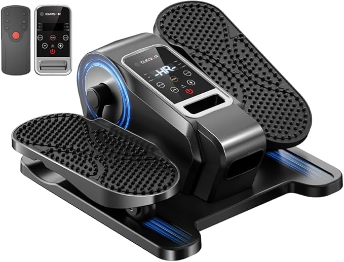 Under Desk Elliptical Machine, Electric Seated Pedal Exerciser, Min Leg Exerciser with Remoter, 12 Level Speeds, Forward & Reverse Direction, Manual & Auto Mode for Home Office