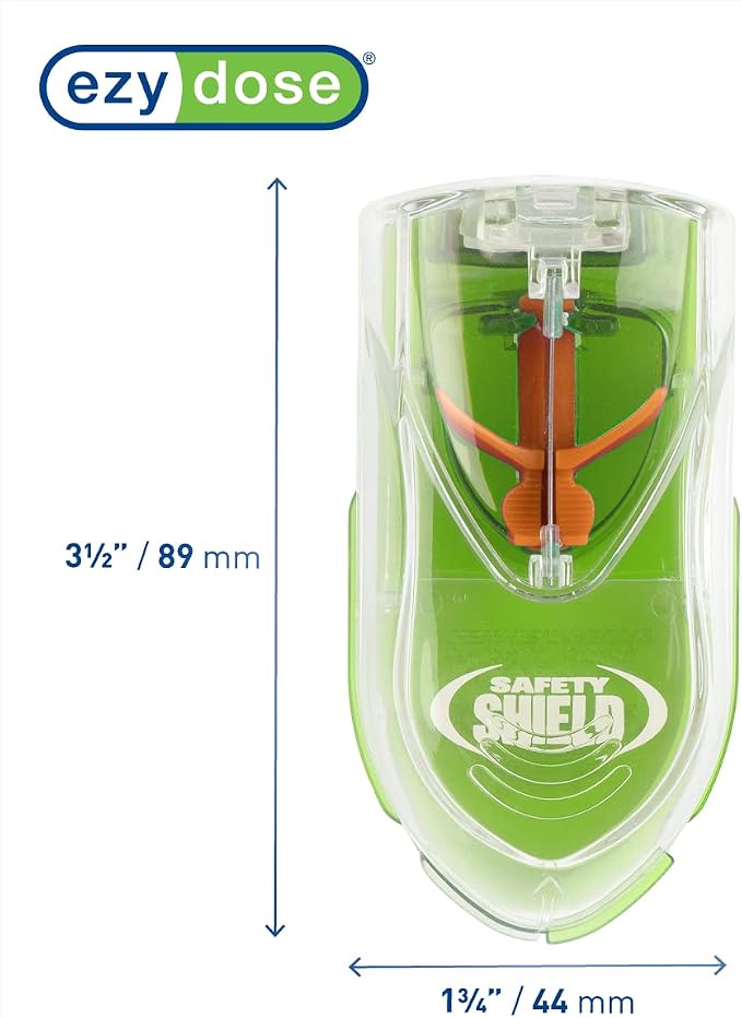 Ezy Dose Pill Cutter with Safety Shield, Safely Cut Pills and Vitamins, Pill Splitter, Retractable Blade Guard, Green (Pack of 2)