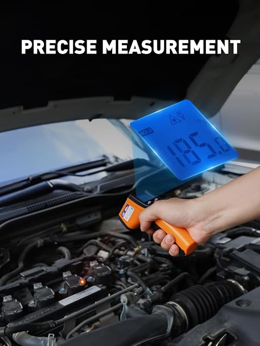 Infrared Thermometer Gun -58°F to 788°F Range (Not for Human Body Temp) | Digital Temperature Gun for Cooking, BBQ, Oven, Engine, HVAC | Non-Contact Measuring & Backlit Digital Display