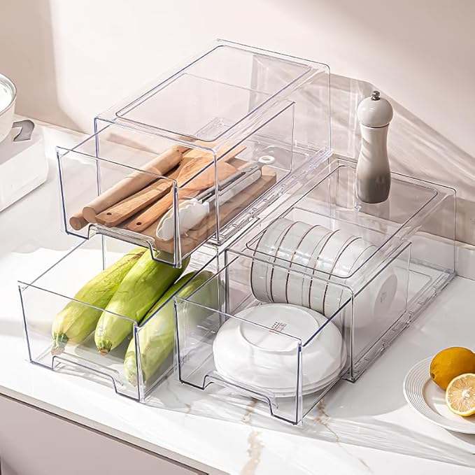 clear Drawer-Type Plastic Storage Box Bins Organizer，Family First Aid Kits Medicine cabinet Box Organizer,Closet ，Shelf，Ointments, Adhesive Bandages，Cosmetics,Office Items (clear, 2L Extra Large)
