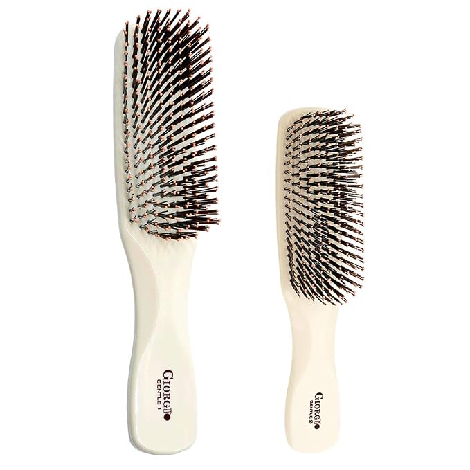 Giorgio GIO1IVY - GIO2IVY Ivory Gentle Touch Detangler Hair Brush for Men Women and Kids. Soft Bristles for Sensitive Scalp. Travel Brush, Wet and Dry for all Hair Types. Scalp Massager Brush