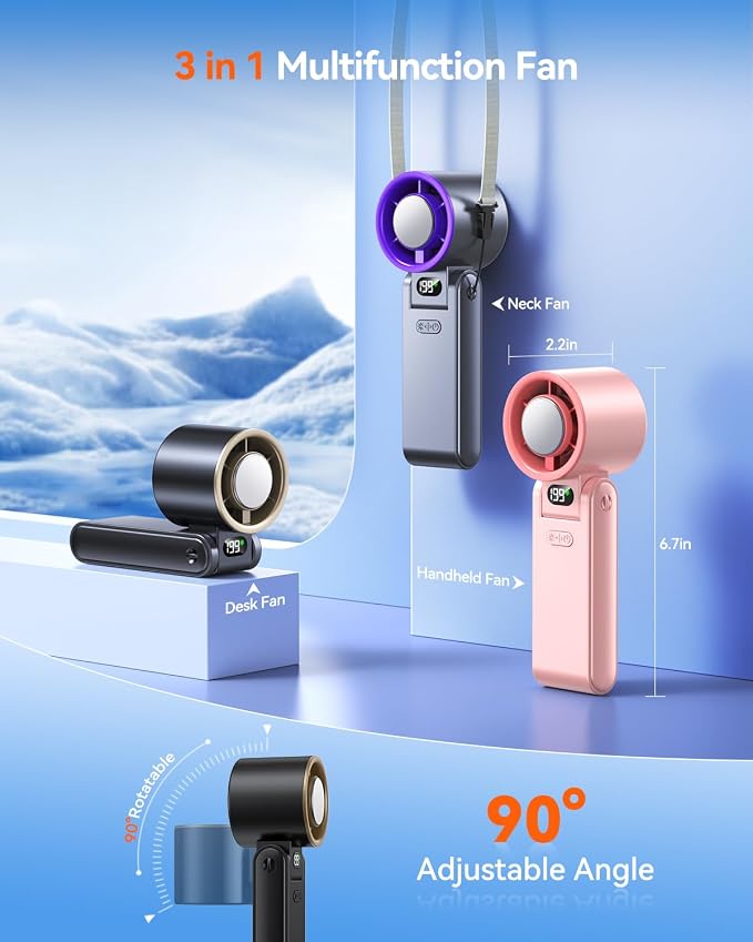 Portable Handheld Fan with Ice Cooler, 199 Speed Personal Fan,5500mAh Rechargeable,20H Cooling Time,20000 RPM Powerful Motor, Summer Essential for Travel/Outdoor/Office, Black Gold
