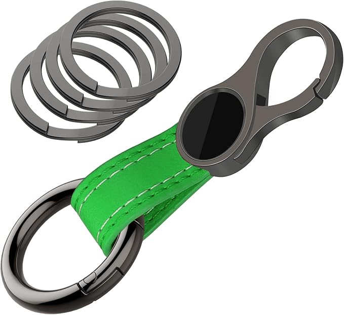 Idakekiy Key Chain with 4 Key Rings and Quick Release Carabiner Clip Leather Car Keychain for Men and Women