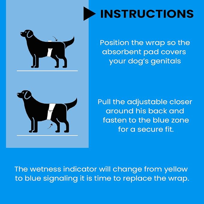 BV Dog Wraps Male Large (Waist 21-26in) Super Absorbent - 400 Count Disposable - Doggie Diapers with Wetness Indicator - Adjustable Male Dog Wraps - Ideal for Incontinence/Training