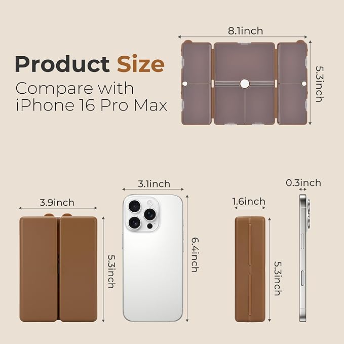 FYY Daily Pill Organizer,7 Compartments Portable Pill Case Travel Pill Organizer,[Folding Design] Pill Box for Purse Pocket to Hold Vitamins,Cod Liver Oil,Supplements and Medication-Brown