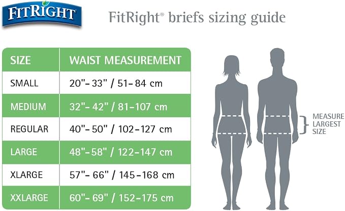 FitRight OptiFit Extra Adult Briefs, Incontinence Diapers with Tabs, Moderate Absorbency, 2XL, 60 to 70", 20 Count (Pack of 2)