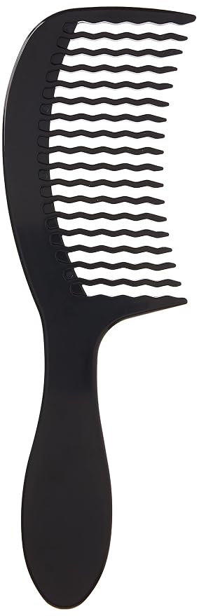 Wet Brush Detangling Comb, Black - Wide Tooth Hair Detangler with WaveTooth Design That Gently and Glides Through Tangles - Brush Throough Conditioner and Hair Masks - Gentle On Scalp and Pain-Free