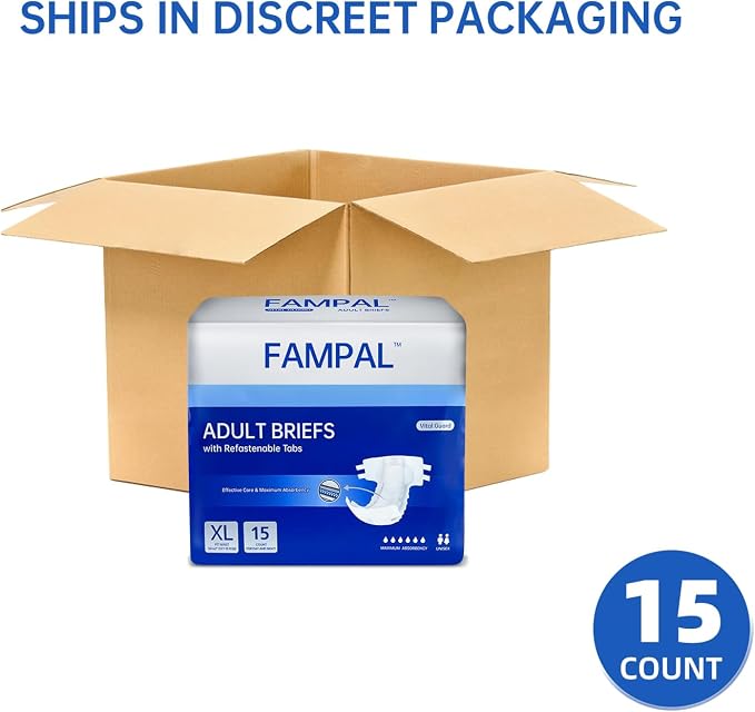 Vital Guard Adult Diapers, Disposable Incontinence Briefs with Tabs for Men and Women, Maximum Absorbency, Odor Control, X-Large, 15 Count